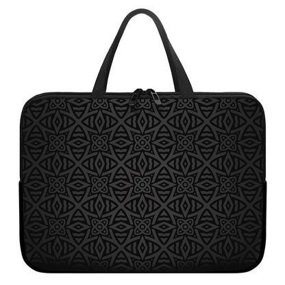Black Celtic Symbol Pattern Print Laptop Sleeve With Handle