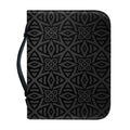 Black Celtic Symbol Pattern Print Leather Bible Cover