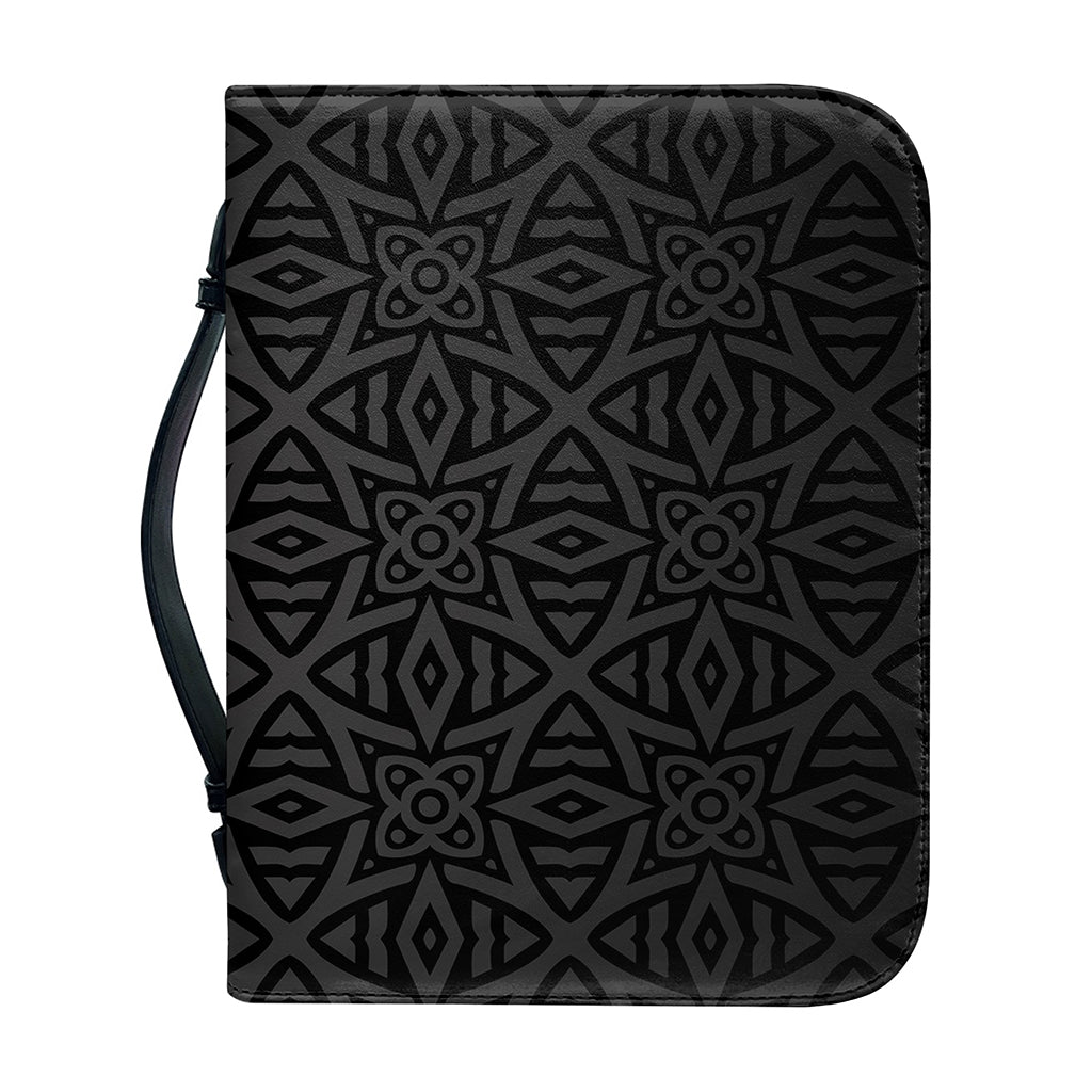 Black Celtic Symbol Pattern Print Leather Bible Cover