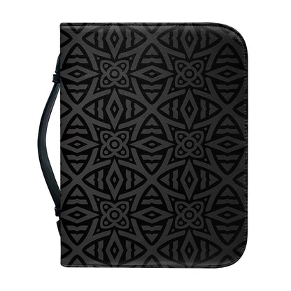 Black Celtic Symbol Pattern Print Leather Bible Cover
