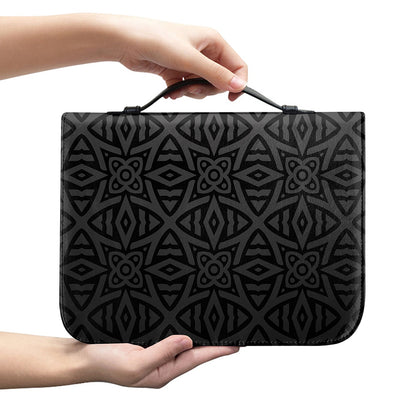 Black Celtic Symbol Pattern Print Leather Bible Cover