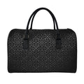 Black Celtic Symbol Pattern Print Leather Duffel Bag