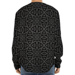 Black Celtic Symbol Pattern Print Long Sleeve Baseball Jersey