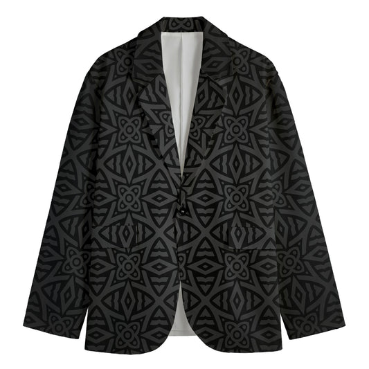 Black Celtic Symbol Pattern Print Men's Blazer