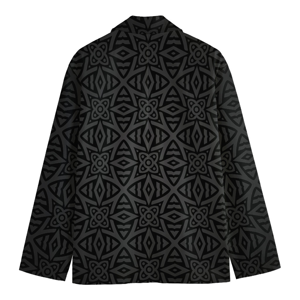 Black Celtic Symbol Pattern Print Men's Cotton Blazer
