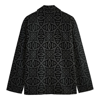 Black Celtic Symbol Pattern Print Men's Cotton Blazer