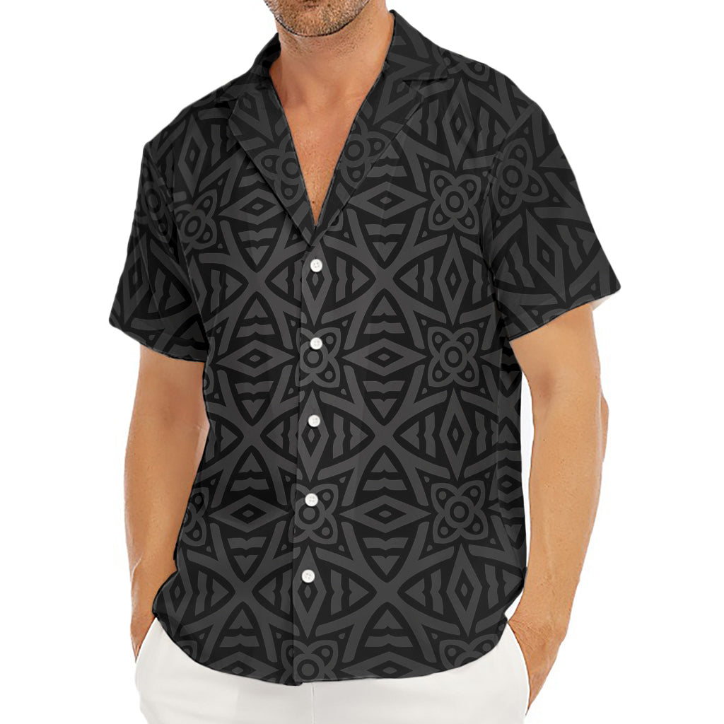 Black Celtic Symbol Pattern Print Men's Deep V-Neck Shirt