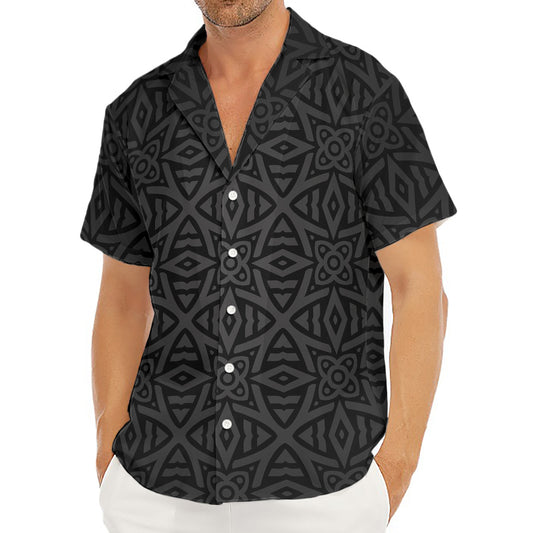 Black Celtic Symbol Pattern Print Men's Deep V-Neck Shirt