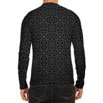 Black Celtic Symbol Pattern Print Men's Long Sleeve Rash Guard