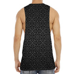 Black Celtic Symbol Pattern Print Men's Muscle Tank Top
