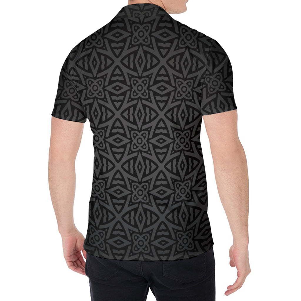 Black Celtic Symbol Pattern Print Men's Shirt