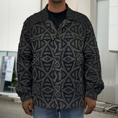 Black Celtic Symbol Pattern Print Men's Shirt Jacket