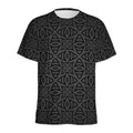 Black Celtic Symbol Pattern Print Men's Athletic T-Shirt