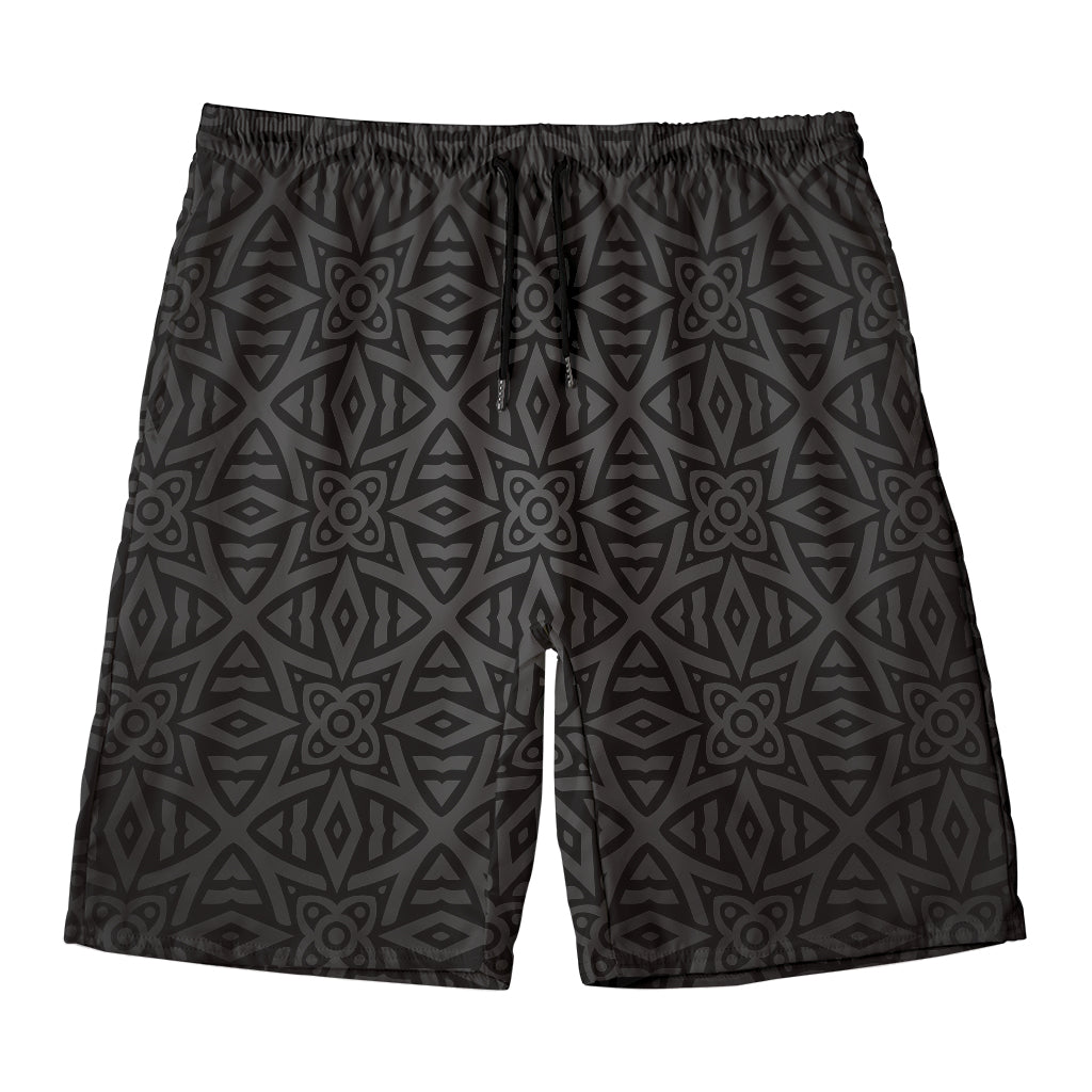Black Celtic Symbol Pattern Print Men's Swim Trunks