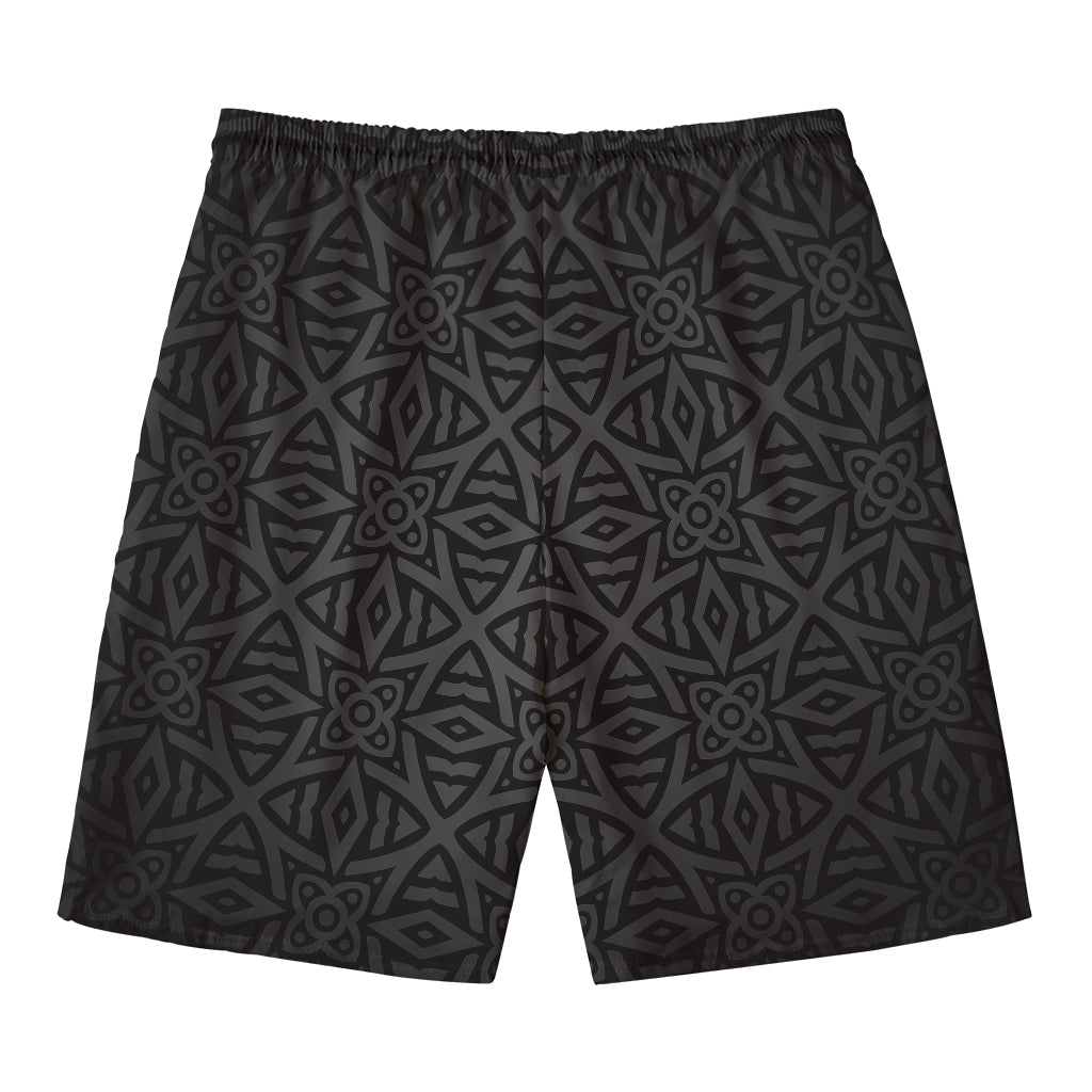 Black Celtic Symbol Pattern Print Men's Swim Trunks