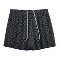 Black Celtic Symbol Pattern Print Mesh Shorts