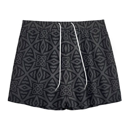 Black Celtic Symbol Pattern Print Mesh Shorts