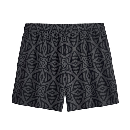 Black Celtic Symbol Pattern Print Mesh Shorts