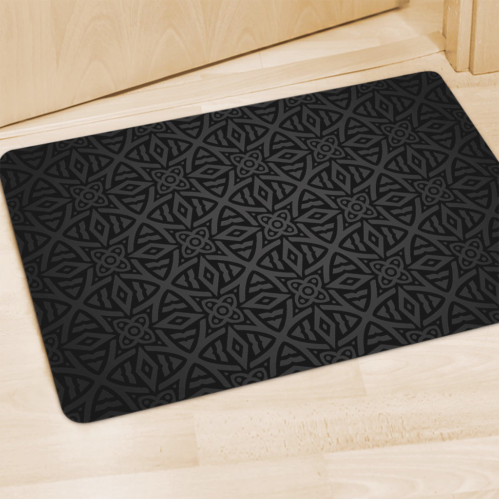 Black Celtic Symbol Pattern Print Polyester Doormat