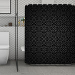 Black Celtic Symbol Pattern Print Polyester Shower Curtain