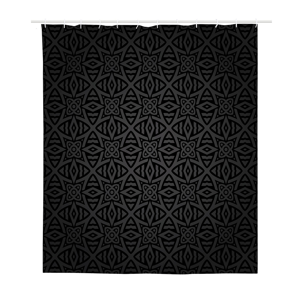 Black Celtic Symbol Pattern Print Polyester Shower Curtain