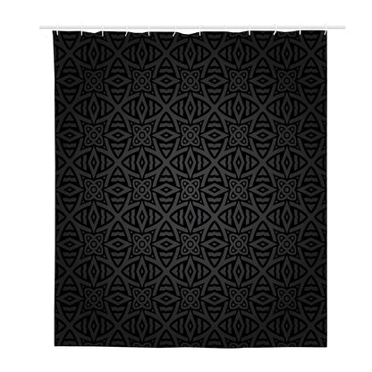 Black Celtic Symbol Pattern Print Polyester Shower Curtain
