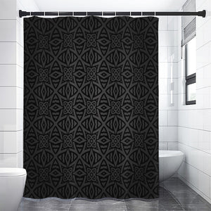 Black Celtic Symbol Pattern Print Premium Shower Curtain