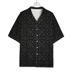 Black Celtic Symbol Pattern Print Rayon Hawaiian Shirt