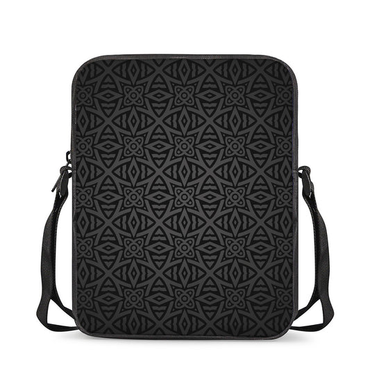 Black Celtic Symbol Pattern Print Rectangular Crossbody Bag