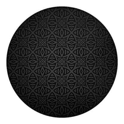 Black Celtic Symbol Pattern Print Round Blanket