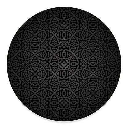 Black Celtic Symbol Pattern Print Round Floor Mat