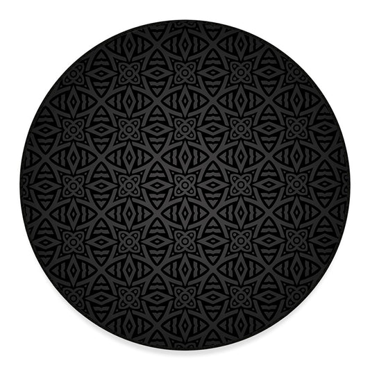 Black Celtic Symbol Pattern Print Round Floor Mat