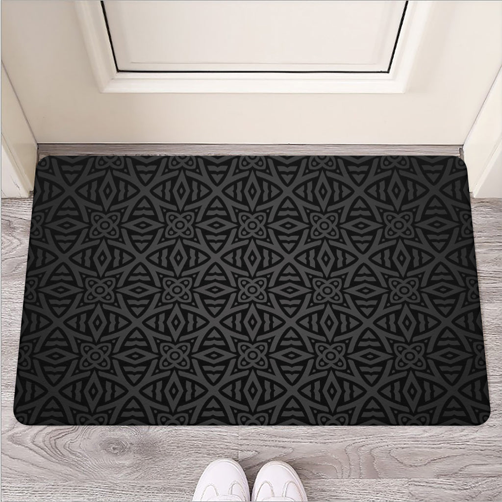Black Celtic Symbol Pattern Print Rubber Doormat
