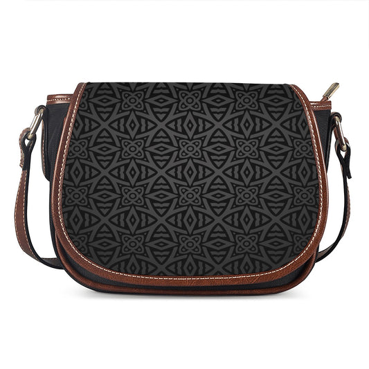 Black Celtic Symbol Pattern Print Saddle Bag