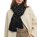Black Celtic Symbol Pattern Print Scarf