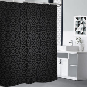 Black Celtic Symbol Pattern Print Shower Curtain