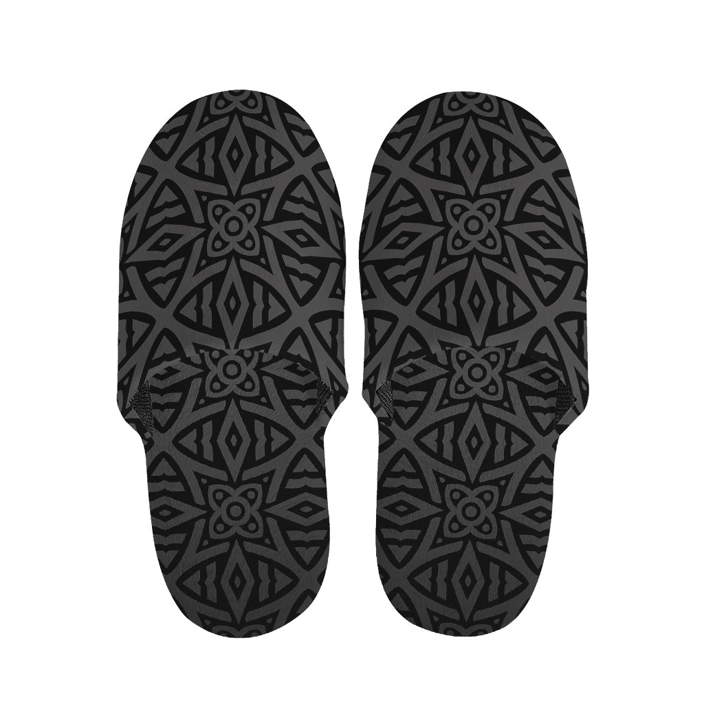 Black Celtic Symbol Pattern Print Slippers