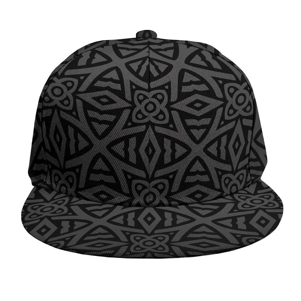 Black Celtic Symbol Pattern Print Snapback Cap