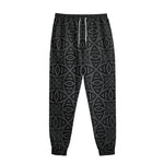 Black Celtic Symbol Pattern Print Sweatpants