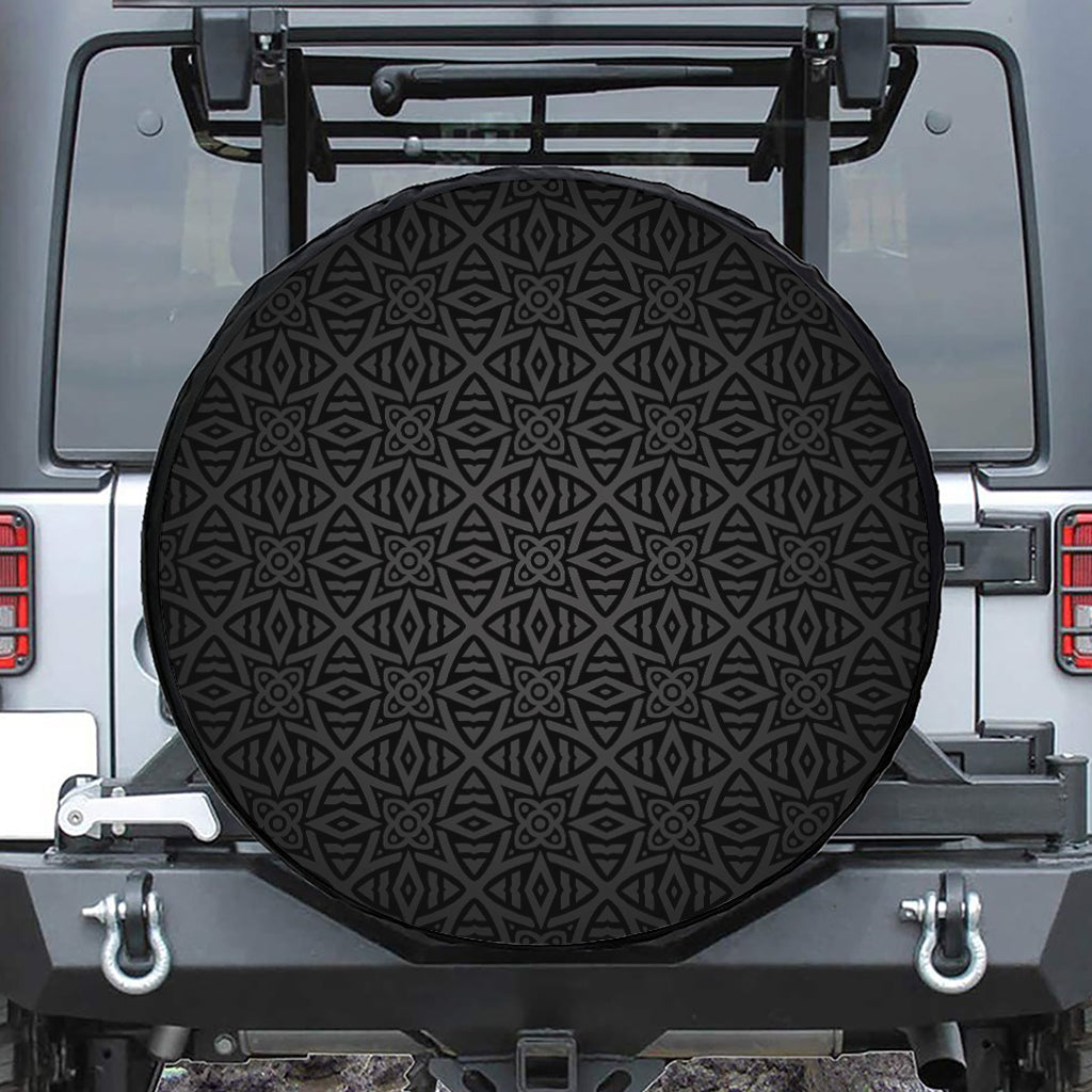 Black Celtic Symbol Pattern Print Tire Cover