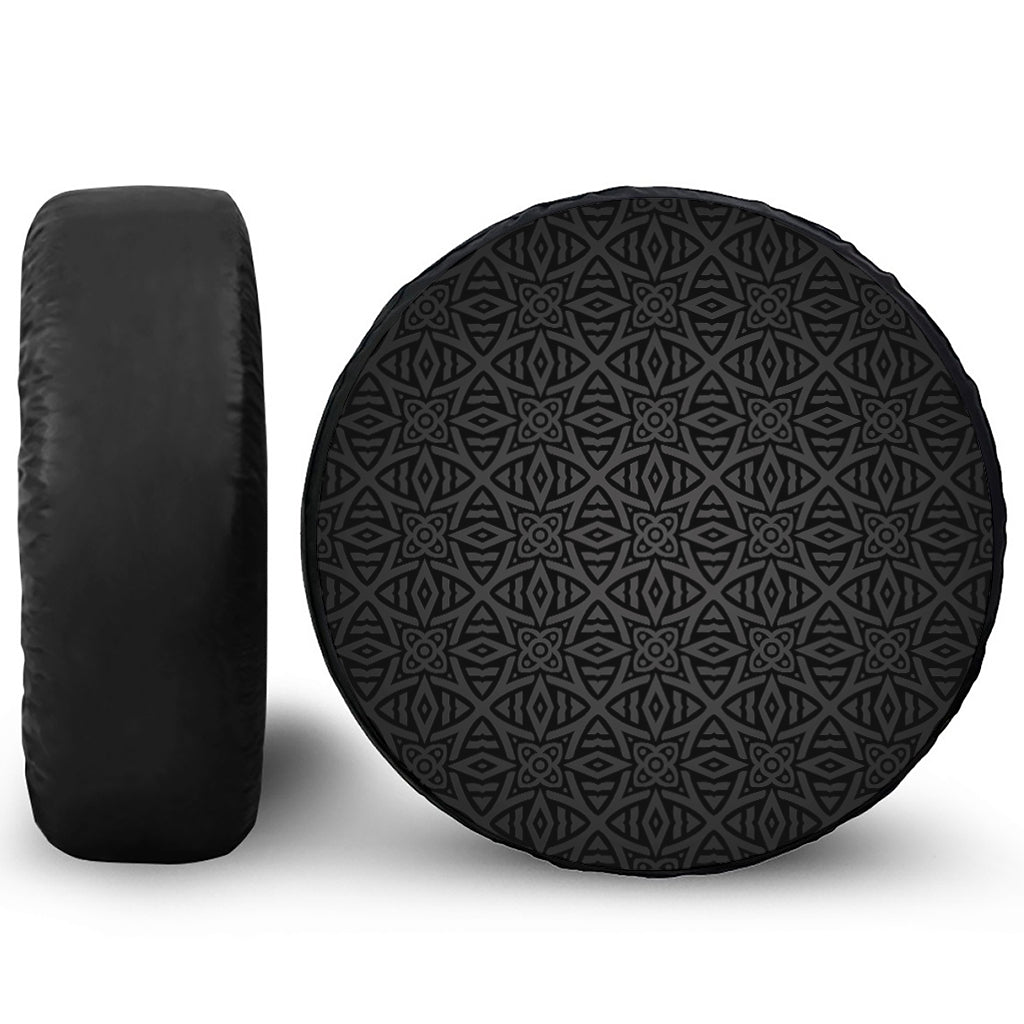 Black Celtic Symbol Pattern Print Tire Cover