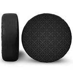 Black Celtic Symbol Pattern Print Tire Cover