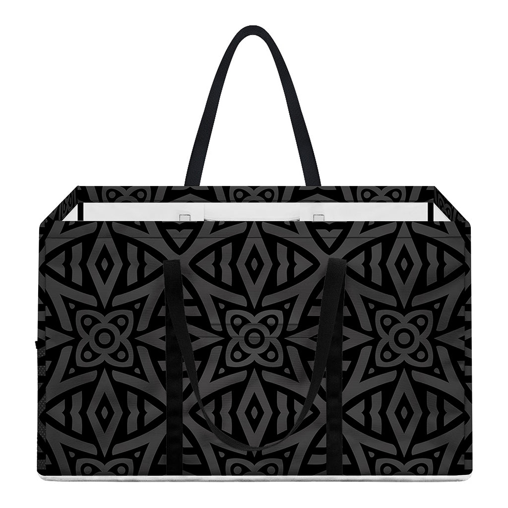 Black Celtic Symbol Pattern Print Utility Tote Bag