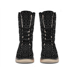 Black Celtic Symbol Pattern Print Winter Boots