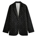 Black Celtic Symbol Pattern Print Women's Cotton Blazer