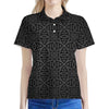 Black Celtic Symbol Pattern Print Women's Polo Shirt