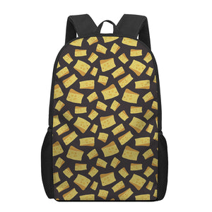 Black Cheese And Holes Pattern Print 17 Inch Backpack