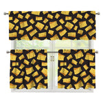 Black Cheese And Holes Pattern Print 3 Piece Kitchen Curtains