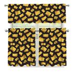 Black Cheese And Holes Pattern Print 3 Piece Kitchen Curtains