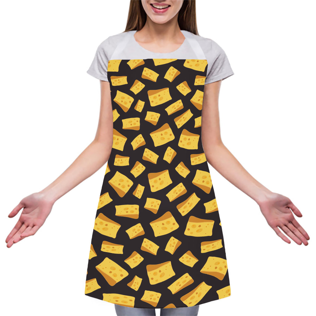 Black Cheese And Holes Pattern Print Adjustable Apron